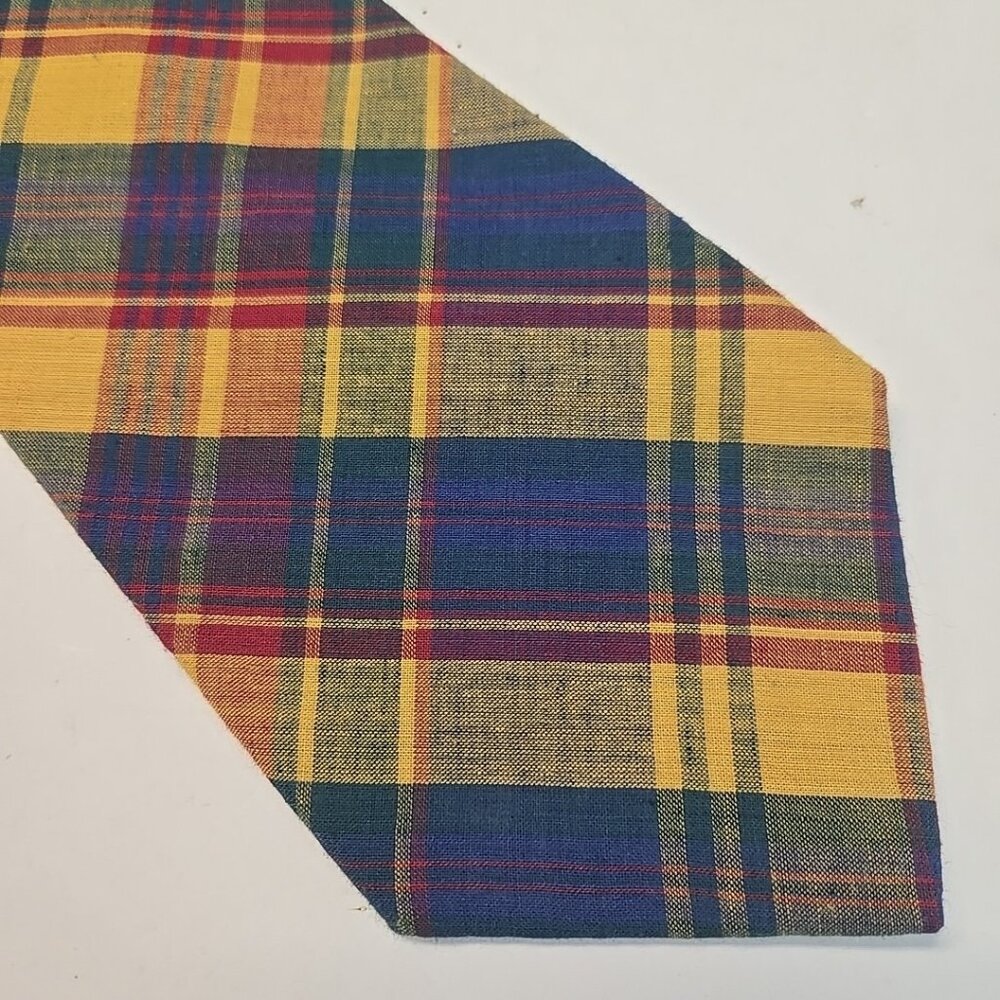 Vintage Gap Tie 57" x 4" Madras Plaid Flannel Made in USA 100% Cotton Woven